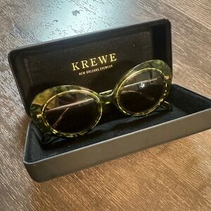 “KREWE” Olive Green Tortoise Oval Sunglasses